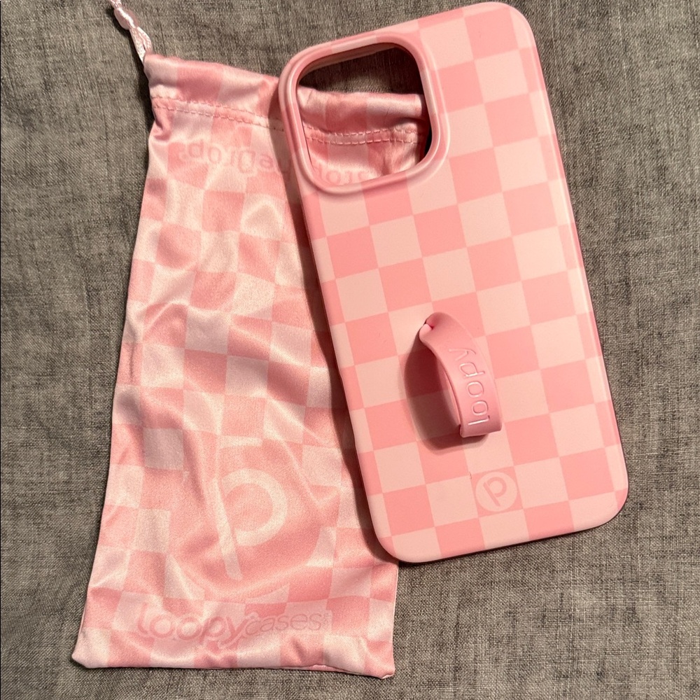 Loopy iPhone 16 Pro Max Case Pink Check